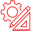 Icona con ingranaggio e squadra - progettazione interna